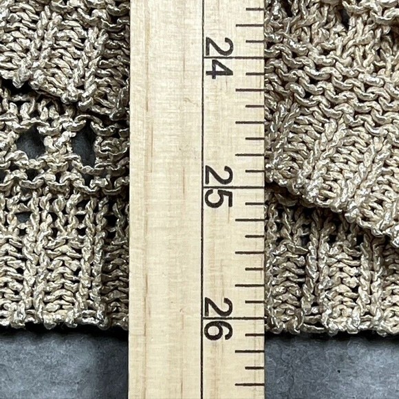 Loft Crochet Knit Tan Cardigan Sweater Open Front Tunic Length Women’s Size: M - Picture 8 of 10